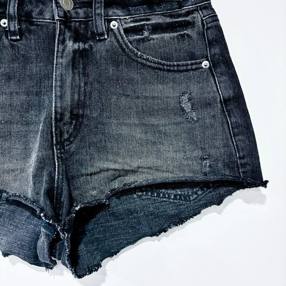 DYNAMITE Black distressed denim shorts | Paige high-waist cutoffs | Size 25 * - Picture 5 of 7